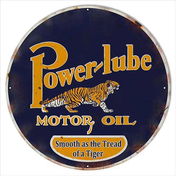 Power-lube Smooth Motor Oil Metal Reproduction Sign