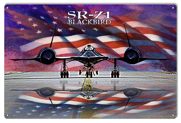 Reproduction SR-71 Blackbird Metal  Sign By Artist Phil Hamilton 12″x18″