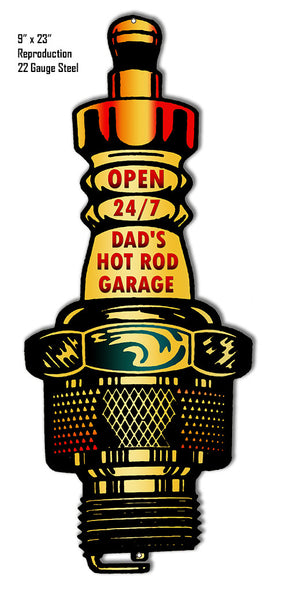Dads Garage Open 24/7 Reproduction  laser Cut Out Metal  Sign 9″x23″