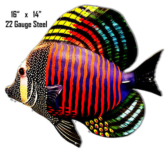 Colorful Tropical Fish Laser Cut Out Metal  Sign 14″x16″