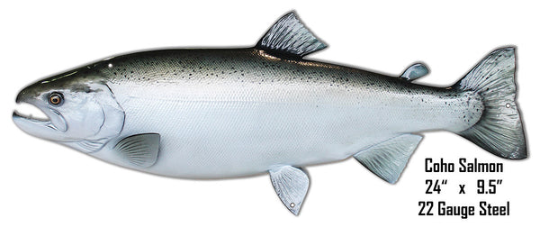 Coho Salmon Wall Art Laser Cut Out Metal  Sign 9.5″x24″
