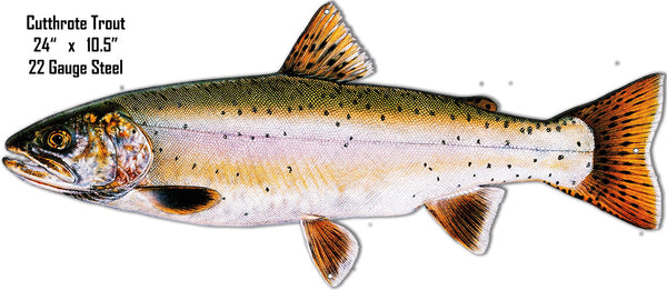 Cutthroat Trout Wall Art Laser Cut Out Metal  Sign 10.5″x24″