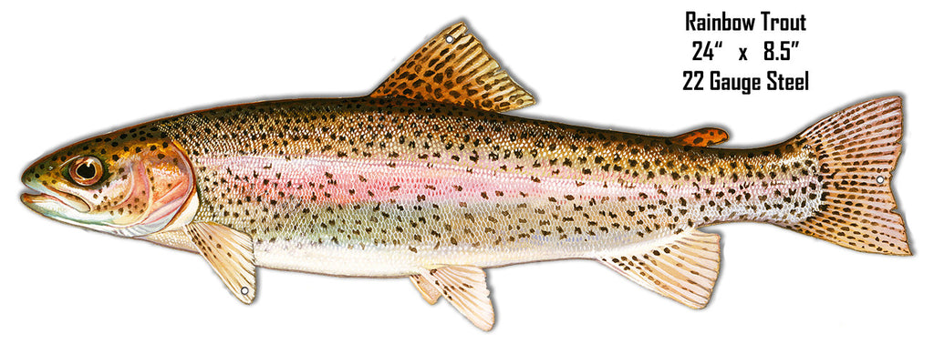 Rainbow Trout Wall Art Laser Cut Out Metal  Sign 8.5″x24″
