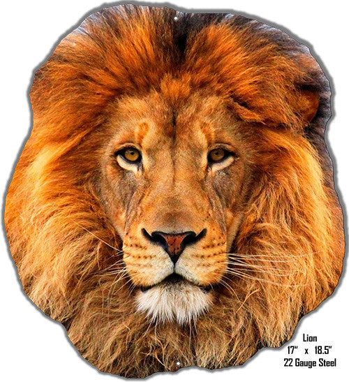 Lion Face Animal Wall Art Laser Cut Out Metal  Sign 17″x18.5″