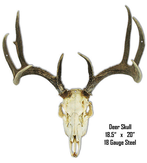 Deer Skull Animal Wall Art Laser Cut Out Metal  Sign 18.5″x20″