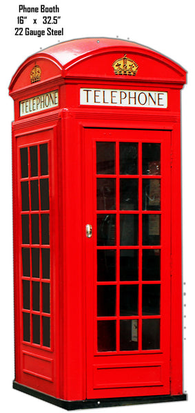 Telephone Booth Wall Art Laser Cut Out Metal  Sign 16″x32.5″