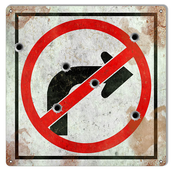 Distressed No Right Turn Garage Shop Metal  Sign 12″x12″