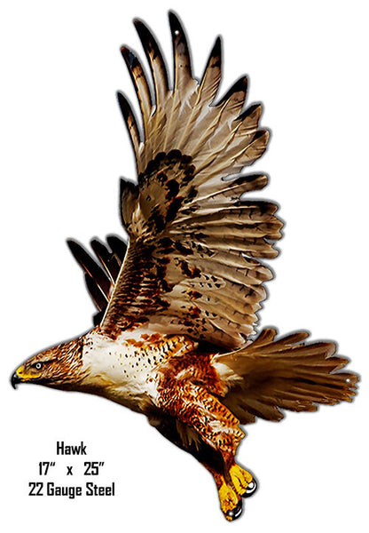 Hawk Animal Wall Art Laser Cut Out Metal  Sign 17″x25″