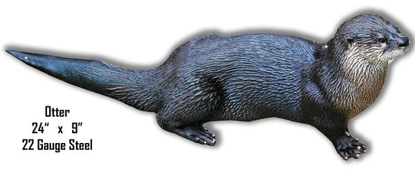 Otter Animal Wall Art Laser Cut Out Metal  Sign 9″x24″