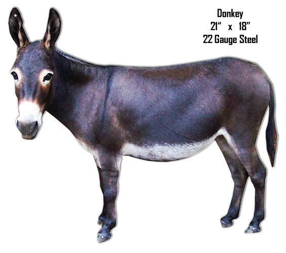 Donkey Animal Wall Art Laser Cut Out Metal  Sign 18″x21″