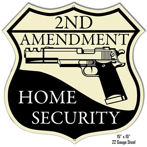 Reproduction 2ND Amendment Home Security Laser Cut Out Metal  Sign 15″x15″