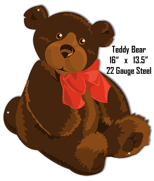 Teddy Bear Animal Wall Art Laser Cut Out Metal  Sign 13.5″x16″