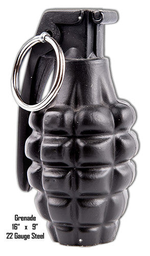 Grenade Wall Art Laser Cut Out Metal  Sign 9″x16″