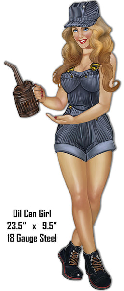 Oil Can Girl Reproduction  Laser Cut Out Metal  Sign 9.5″x23.5″