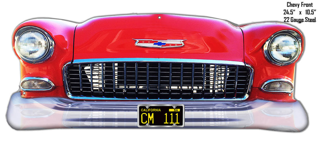 Reproduction Chevy Red Front End Laser Cut Out Metal Sign 10.5″x24.5″