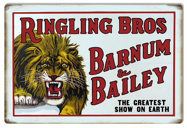 Reproduction The Greatest Show Ringling Bros Circus Metal Sign 12″x18″