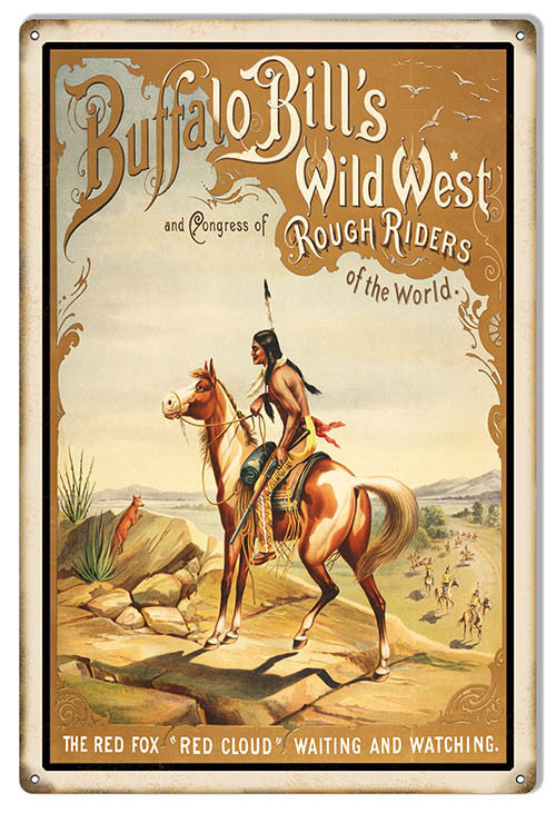 Rough Riders Buffalo Bills Reproduction Circus Metal Sign 12x18