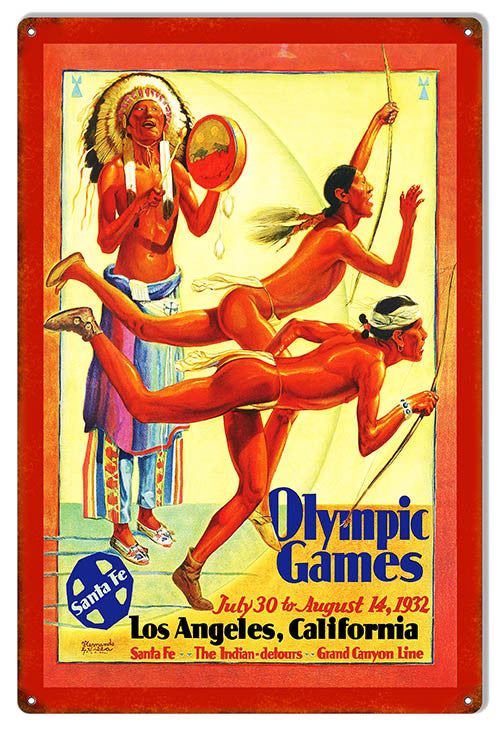 Santa Fe Olympic Games Reproduction Railroad Metal Sign 12″x18″