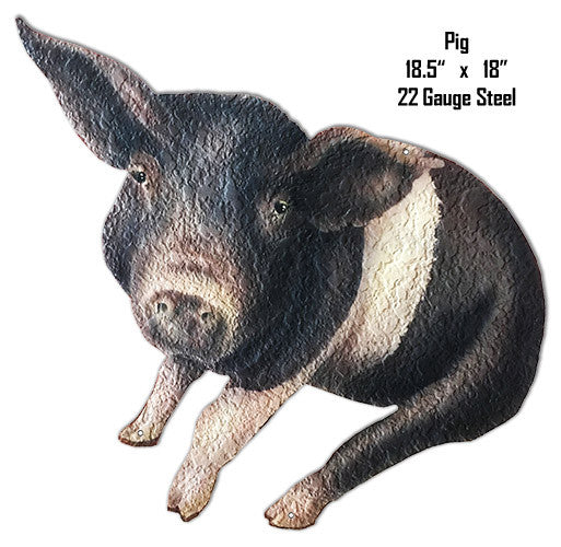 Black White Pig Animal Wall Art Laser Cut Out Metal Sign 18″x18.5″