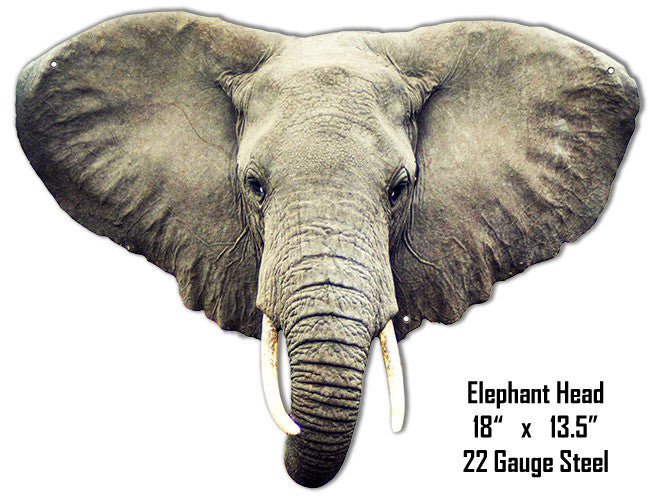 Elephant Head Animal Wall Art Laser Cut Out Metal Sign 13.5″x18″