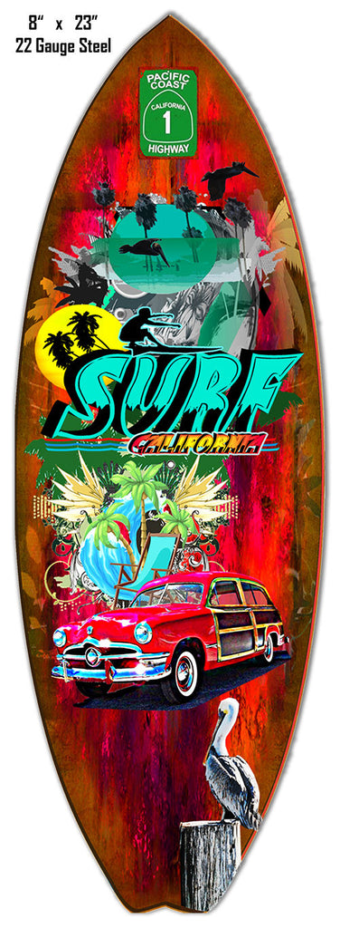 Surf California Reproduction By Artist Phil Hamilton 8″x23″