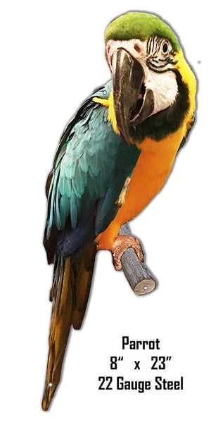 Parrot Animal Wall Art Laser Cut Out Metal Sign 8″x23″