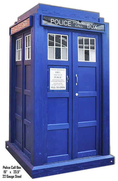 Police Phone Booth Laser Cut Out Metal Sign 15″x24″