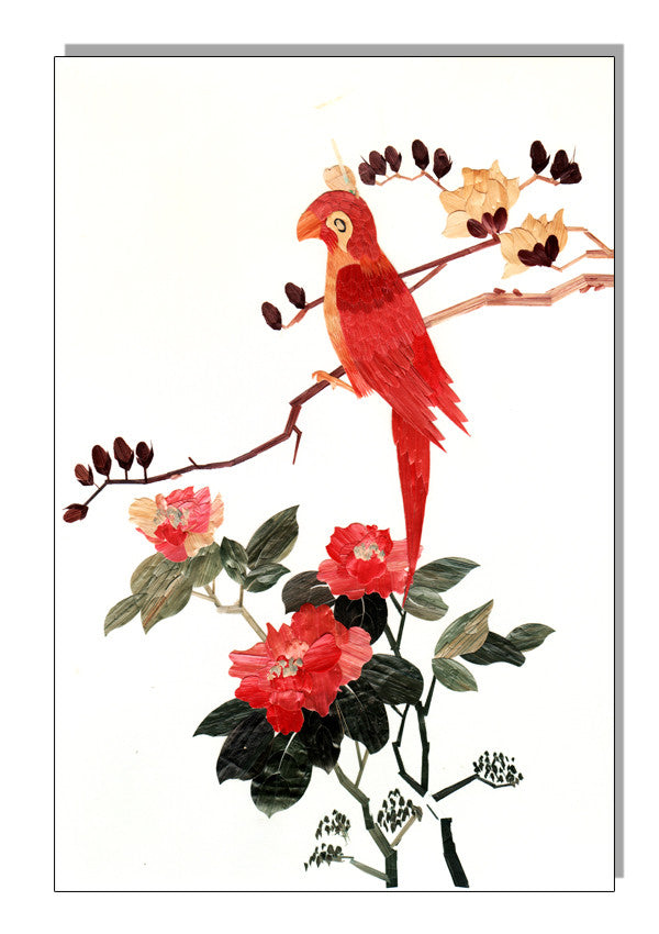 Red Bird 1920s Silk Art Reproduction Metal Sign 12″x18″
