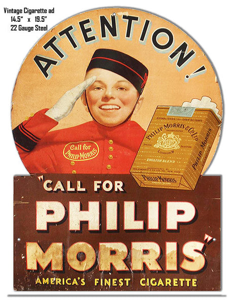 Philip Morris Cigarette Ad Laser Cut Out Reproduction Metal Sign 14.5″x19.5″