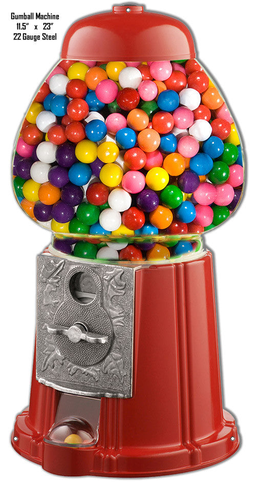 Gumball Machine Reproduction Laser Cut Out Metal Sign 11.5″x23″