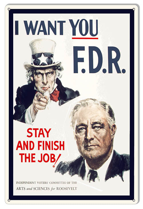 I Want You F.D.R Uncle Sam Reproduction Metal Sign 12″x18″