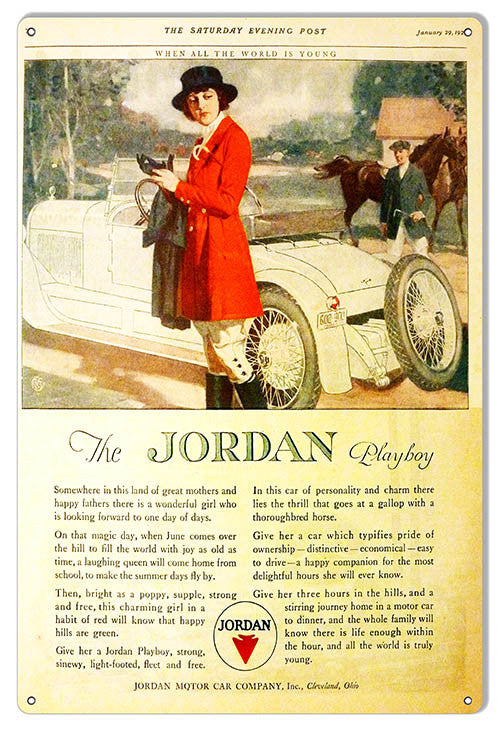 The Jordan Playboy Vintage Reproduction Automobile Metal Sign 12″x18″