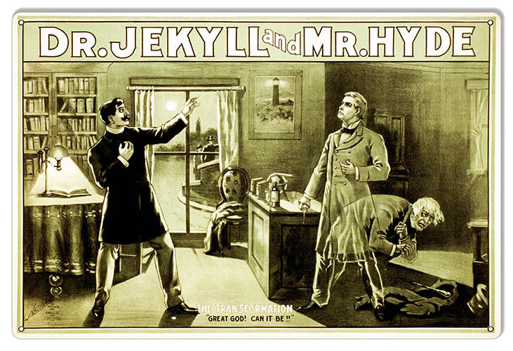 Dr Jekyll Mr. Hyde Magician Reproduction Metal Sign 12″x18″