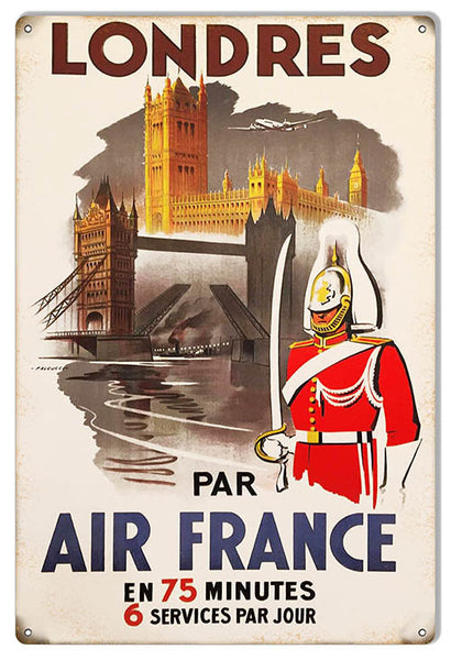 Londres Air France Reproduction Nostalgic Metal Sign 12″x18″