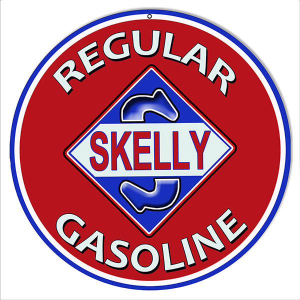 Regular Skelly Gasoline Reproduction Motor Oil Metal Sign 14″ Round