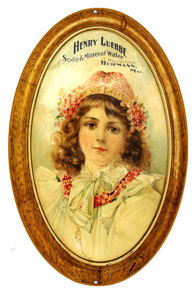 Nostalgic Henry Luebbe Mineral Soda Reproduction Metal Sign 9″x14″ Oval