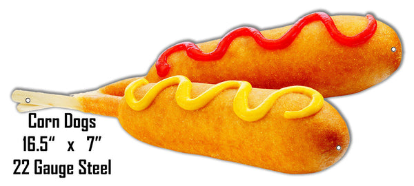 Corn Dogs Laser Cut Out Metal Sign 7″x16.5″