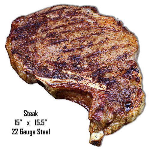 Steak Laser Cut Out Wall Art Metal Sign 15″x15.5″