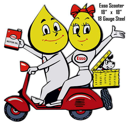 ESSO Motor Scooter Reproduction Laser Cut Out Metal Sign 18″x18″