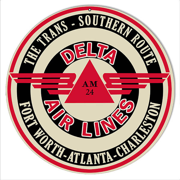 Delta Airlines Southern Route Reproduction Metal Sign 14″x14″