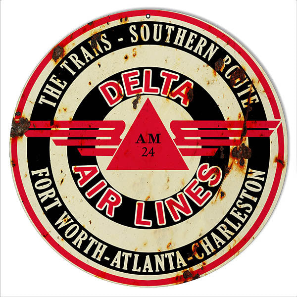 Distressed Delta Airlines Reproduction Nostalgic Metal Sign 14″x14″