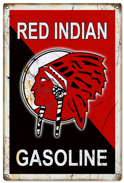 Distressed Reproduction Indian Gasoline Motor Oil Metal Sign 12″x18″