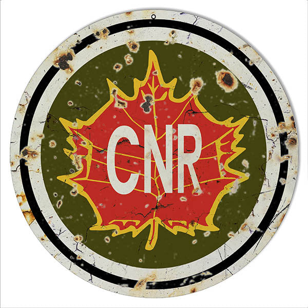 Aged Looking CNR Railroad Reproduction Metal Sign 14″x14″ Round