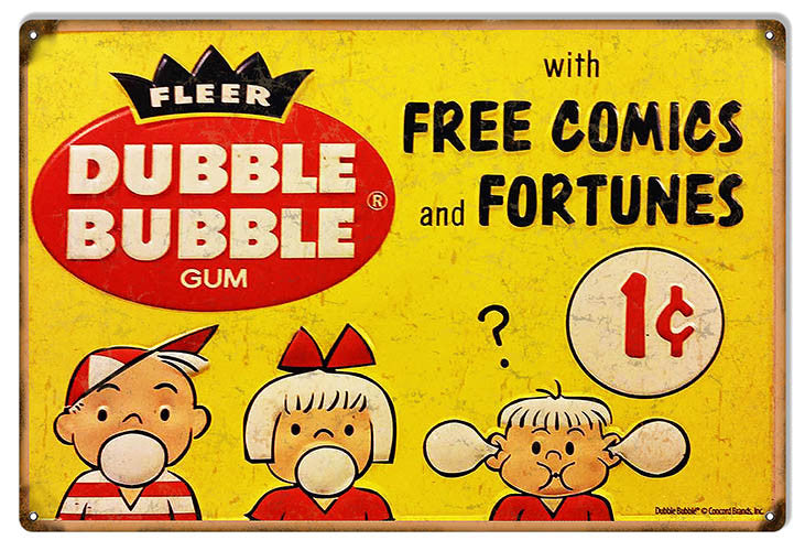 Dubble Bubble Free Comics Reproduction Nostalgic Metal Sign 12″x18″