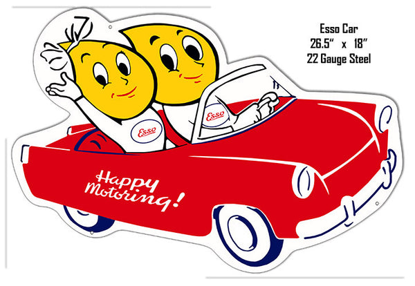 ESSO Happy Motoring Reproduction Metal Laser Cut Out 18″x26.5″ Sign
