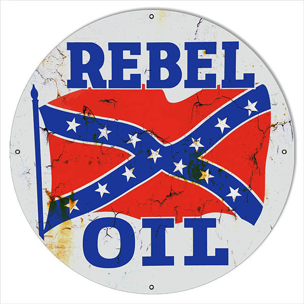 Distressed Rebel Motor Oil Reproduction Metal Sign