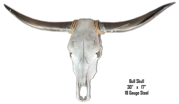 Bull Skull Laser Cut Out Animal Wall Art Reproduction 17″x30″ Metal