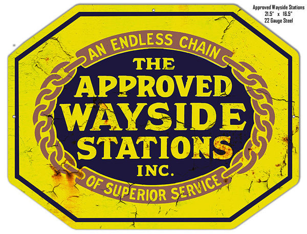 Approved Wayside Stations Reproduction Garage Shop Metal  Sign 16.5″x21.5″