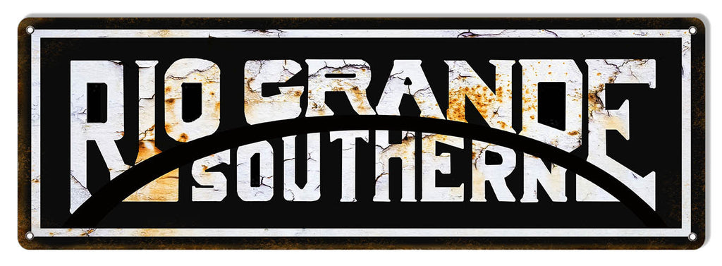 Aged Rio Grande Southern Reproduction Railroad Metal  Sign 6″x18″