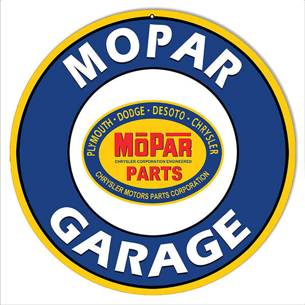 Mopar Garage Parts Reproduction Motor Oil Metal  Sign 14″ Round